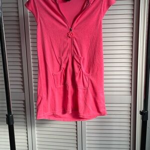 Pink Hooded Zip-Up Swim Cover